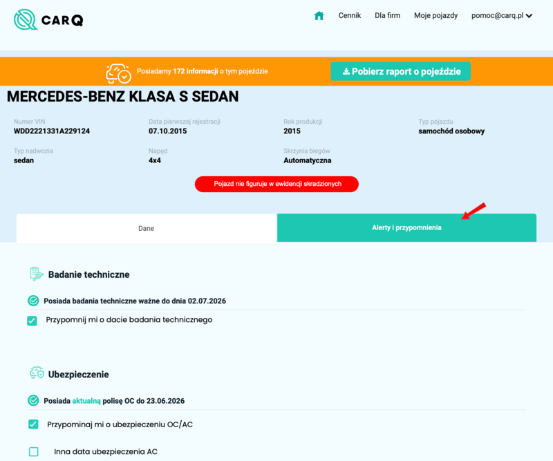 alerty i przypomnienia